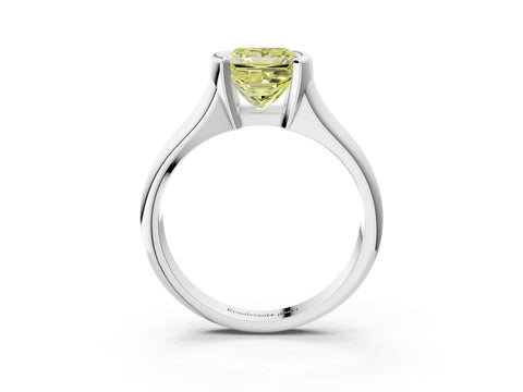 White gold Fancy Yellow Princess Cut Solitaire Tension Set Diamond Ring with Split Shank Band_27