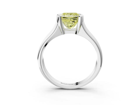 White gold Fancy Yellow Princess Cut Solitaire Tension Set Diamond Ring with Split Shank Band_3