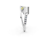 White gold Fancy Yellow Princess Cut Solitaire Tension-Set Diamond Split Shank Ring_2