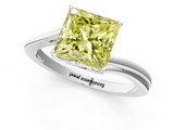 White gold Fancy Yellow Princess  Cut Solitaire Twist Band Ring with Four-Prong Setting_1