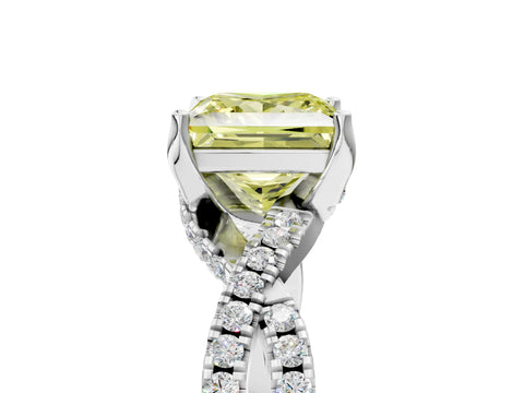White gold Fancy Yellow Princess Cut Solitaire Twist Pave Diamond Engagement Ring with Prong Setting_17