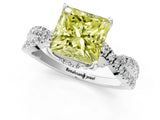 White gold Fancy Yellow Princess Cut Solitaire Twist Pave Diamond Engagement Ring with Prong Setting_1