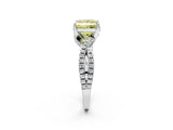 White gold Fancy Yellow Princess Cut Solitaire Twist Pave Diamond Engagement Ring with Prong Setting_26