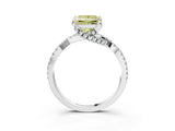 White gold Fancy Yellow Princess Cut Solitaire Twist Pave Diamond Engagement Ring with Prong Setting_27