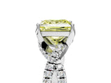 White gold Fancy Yellow Princess Cut Solitaire Twist Pave Diamond Engagement Ring with Prong Setting_29