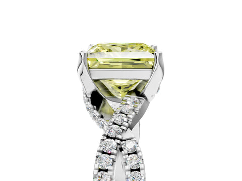White gold Fancy Yellow Princess Cut Solitaire Twist Pave Diamond Engagement Ring with Prong Setting_29