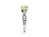 White gold Fancy Yellow Princess Cut Solitaire Twist Pave Diamond Engagement Ring with Prong Setting_2