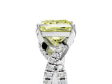 White gold Fancy Yellow Princess Cut Solitaire Twist Pave Diamond Engagement Ring with Prong Setting_5