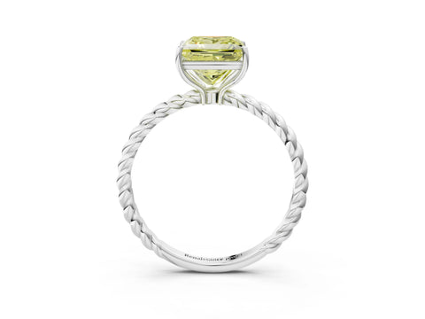 White gold Fancy Yellow Princess Cut Solitaire Twisted Band 4-Prong Ring_27