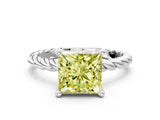 White gold Fancy Yellow Princess  Cut Solitaire Twisted Band with Four-Prong Setting_29