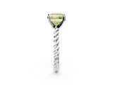 White gold Fancy Yellow Princess  Cut Solitaire Twisted Band with Four-Prong Setting_31