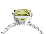 White gold Fancy Yellow Princess  Cut Solitaire Twisted Band with Four-Prong Setting_33