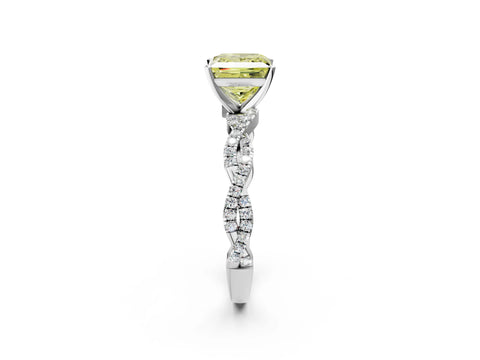 White gold Fancy Yellow Princess Cut Solitaire Twisted Pave Band with Four-Prong Setting_15