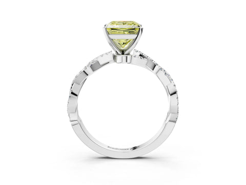 White gold Fancy Yellow Princess Cut Solitaire Twisted Pave Band with Four-Prong Setting_16