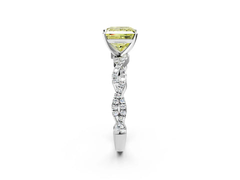 White gold Fancy Yellow Princess Cut Solitaire Twisted Pave Band with Four-Prong Setting_39