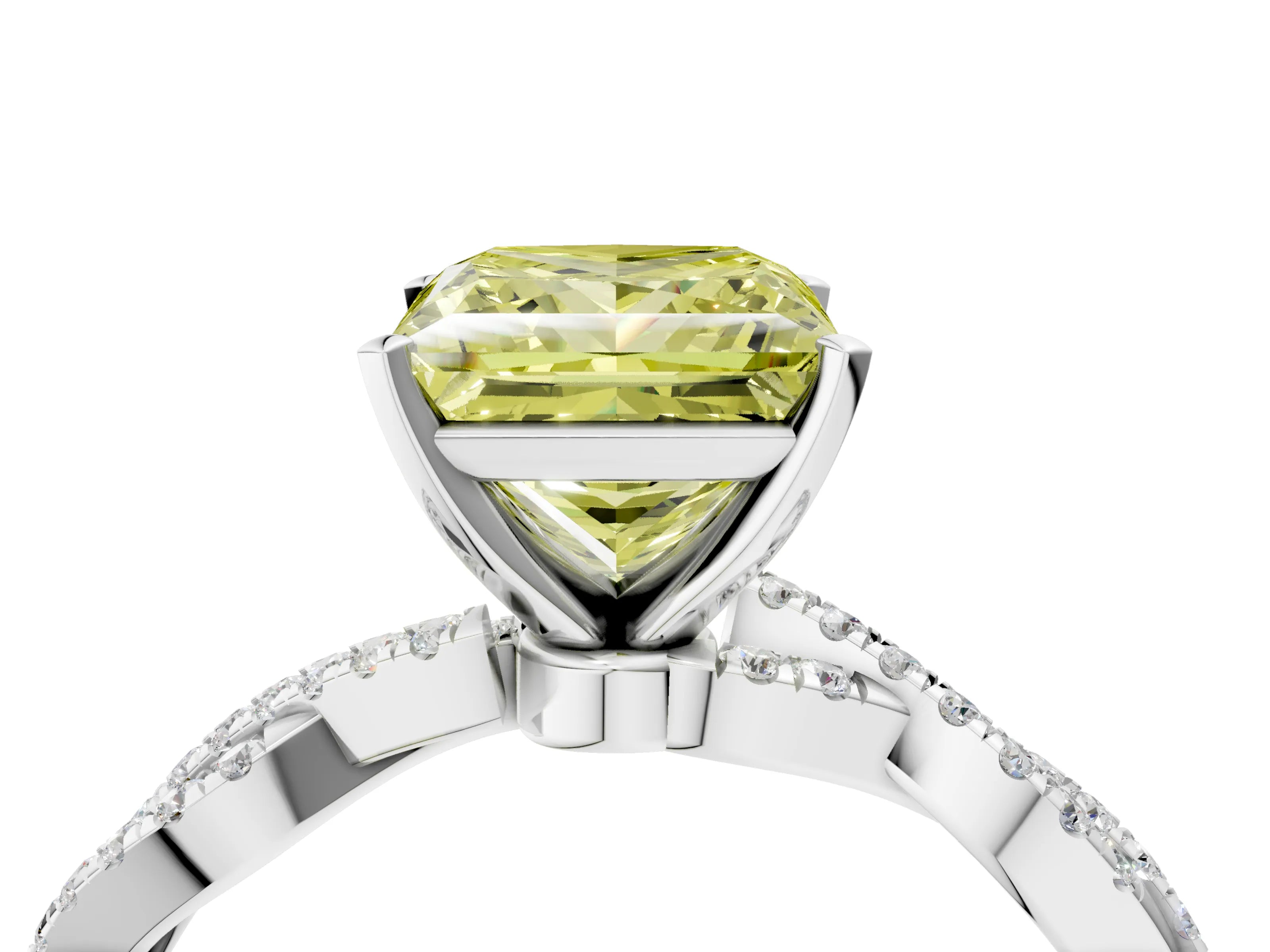 White gold Fancy Yellow Princess Cut Solitaire Twisted Pave Band with Four-Prong Setting_41