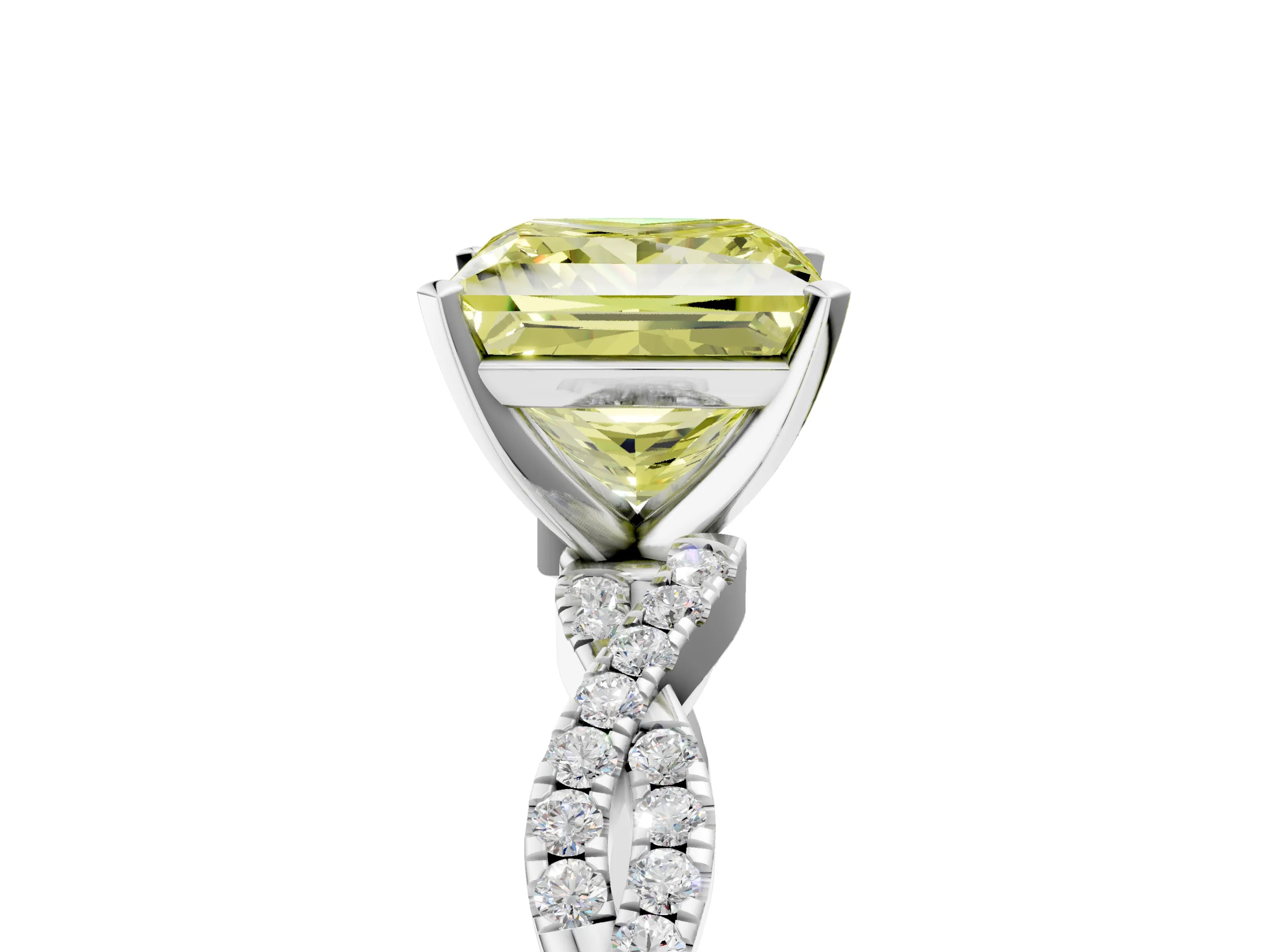 White gold Fancy Yellow Princess Cut Solitaire Twisted Pave Band with Four-Prong Setting_42