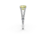 White gold Fancy Yellow Princess  Cut Split Shank Pave Diamond Engagement Ring with Four-Prong Setting_2