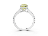 White gold Fancy Yellow Princess  Cut Split Shank Pave Diamond Engagement Ring with Four-Prong Setting_3