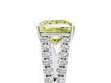 White gold Fancy Yellow Princess  Cut Split Shank Pave Diamond Engagement Ring with Four-Prong Setting_5