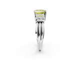 White gold Fancy Yellow Princess  Cut Three-Stone Channel Set Ring with Bar Prongs_2