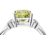 White gold Fancy Yellow Princess  Cut Three-Stone Channel Set Ring with Bar Prongs_4