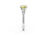White gold Fancy Yellow Princess  Cut Three-Stone Diamond Pavé Band with Prong Setting_2