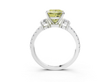 White gold Fancy Yellow Princess  Cut Three-Stone Diamond Pavé Band with Prong Setting_3