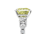 White gold Fancy Yellow Princess  Cut Three-Stone Diamond Pavé Band with Prong Setting_5