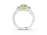 White gold Fancy Yellow Princess  Cut Three-Stone Diamond Pave Band with Prong Setting_19