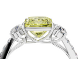 White gold Fancy Yellow Princess  Cut Three-Stone Diamond Pave Band with Prong Setting_20