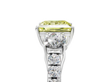 White gold Fancy Yellow Princess  Cut Three-Stone Diamond Pave Band with Prong Setting_21
