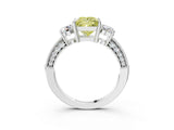 White gold Fancy Yellow Princess Cut Three-Stone Diamond Ring with Pavé Band and Four-Prong Setting_15