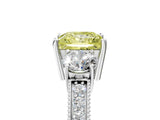 White gold Fancy Yellow Princess Cut Three-Stone Diamond Ring with Pavé Band and Four-Prong Setting_17