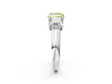 White gold Fancy Yellow Princess Cut Three-Stone Diamond Ring with Prong Setting on a Classic Band_14