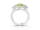 White gold Fancy Yellow Princess Cut Three-Stone Diamond Ring with Prong Setting on a Classic Band_15