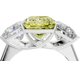 White gold Fancy Yellow Princess Cut Three-Stone Diamond Ring with Prong Setting on a Classic Band_16