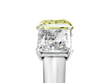 White gold Fancy Yellow Princess Cut Three-Stone Diamond Ring with Prong Setting on a Classic Band_17