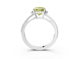White gold Fancy Yellow Princess  Cut Three-Stone Solitaire Ring with Round Accent Diamonds and Four-Prong Setting_3