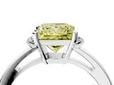 White gold Fancy Yellow Princess  Cut Three-Stone Solitaire Ring with Round Accent Diamonds and Four-Prong Setting_4