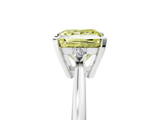 White gold Fancy Yellow Princess  Cut Three-Stone Solitaire Ring with Round Accent Diamonds and Four-Prong Setting_5
