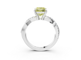 White gold Fancy Yellow Princess  Cut Twist Band Solitaire Diamond Ring with Pavé Setting_6