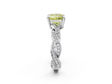White gold Fancy Yellow Princess  Cut Twisted Pavé Band Solitaire Ring with Four-Prong Setting_2