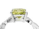 White gold Fancy Yellow Princess  Cut Twisted Pavé Band Solitaire Ring with Four-Prong Setting_4