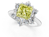 White gold Fancy Yellow Princess  Diamond Cluster Halo Ring with Solitaire Band and Four-Prong Setting_1