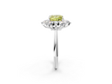 White gold Fancy Yellow Princess  Diamond Cluster Halo Ring with Solitaire Band and Four-Prong Setting_2