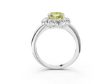 White gold Fancy Yellow Princess  Diamond Cluster Halo Ring with Solitaire Band and Four-Prong Setting_3