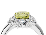 White gold Fancy Yellow Princess  Diamond Cluster Halo Ring with Solitaire Band and Four-Prong Setting_4