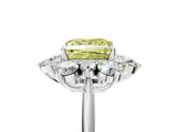 White gold Fancy Yellow Princess  Diamond Cluster Halo Ring with Solitaire Band and Four-Prong Setting_5