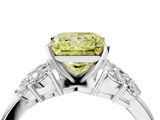 White gold Fancy Yellow Princess  Diamond Cluster Leaf Design Ring with Prong Setting_4